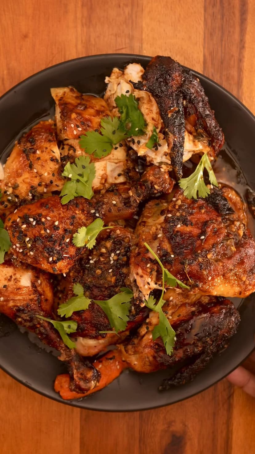 Miso Butter Spatchcock Chicken